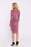 Chic Velour Knit Dress with Elegant Envelope Neckline