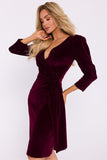 Chic Velour Knit Dress with Elegant Sash and High Slit