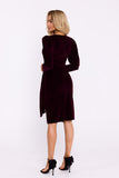 Chic Velour Knit Dress with Elegant Sash and High Slit