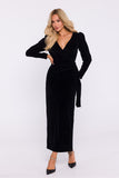 Elegant Velour Knit Dress with Sensual High Slit Design
