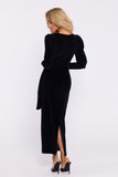Elegant Velour Knit Dress with Sensual High Slit Design