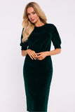 Elegant Velour Knit Dress with Classic Pencil Silhouette