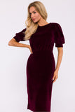 Elegant Velour Knit Dress with Back Slit for Special Occasions