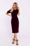 Elegant Velour Knit Dress with Back Slit for Special Occasions