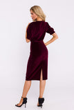 Elegant Velour Knit Dress with Back Slit for Special Occasions