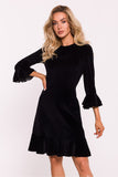 Elegant Ruffled Velour Knit Dress for Effortless Style