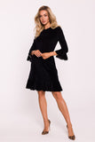 Elegant Ruffled Velour Knit Dress for Effortless Style