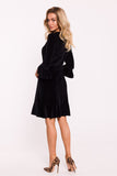 Elegant Ruffled Velour Knit Dress for Effortless Style