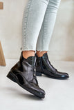 Eco Leather Women's Flat Heel Zipper Boots with Insulation