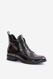 Eco Leather Women's Flat Heel Zipper Boots with Insulation