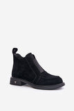 Chic Suede Ankle Boots with Zipper Closure and Flat Heel
