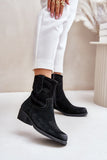 Chic Suede Cowboy Boots with Insulation and Zipper Closure
