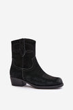 Chic Suede Cowboy Boots with Insulation and Zipper Closure