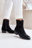 Chic Suede Cowboy Boots with Insulation and Zipper Closure
