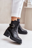 Stylish Insulated Boots with Gold Buckle and Zipper Closure