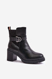 Stylish Insulated Boots with Gold Buckle and Zipper Closure