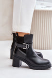 Stylish Insulated Boots with Gold Buckle and Zipper Closure