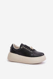 Stylish Lace-Up Leather Sneakers with Butterfly Charm