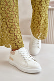 Eco Leather Platform Sneakers with Mirrored Detail for Women