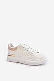 Eco Leather Platform Sneakers with Mirrored Detail for Women