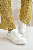 Eco Leather Platform Sneakers with Mirrored Detail for Women