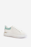 Eco Leather Platform Sneakers with Mirrored Detail for Women