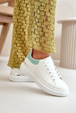 Eco Leather Platform Sneakers with Mirrored Detail for Women
