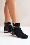 Chic Eco Leather Low Boots with Gold Accent for Comfort