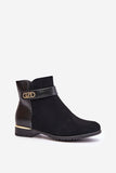 Chic Eco Leather Low Boots with Gold Accent for Comfort