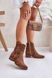 Elegant Suede Women's Boots with Openwork Design and Zipper
