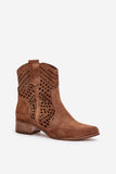 Elegant Suede Women's Boots with Openwork Design and Zipper