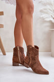 Elegant Suede Women's Boots with Openwork Design and Zipper