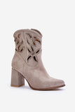 Elegant Openwork Heeled Boots with Comfortable Leather Insole