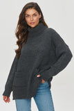 Cozy Loose-Fit Turtleneck Sweater with Pockets for Women