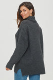 Cozy Loose-Fit Turtleneck Sweater with Pockets for Women