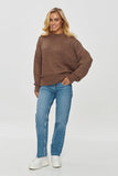 Cozy Boxy Women's Sweater with Adjustable Ribbed Cuffs