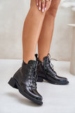 Elegant Lacquered Leather Boots with Warm Insulation