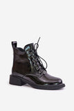 Elegant Lacquered Leather Boots with Warm Insulation