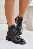 Elegant Lacquered Leather Boots with Warm Insulation
