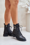 Elegant Natural Leather Women's Boots with Lacing & Zipper