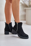 Eco-Suede Women's Boots with Openwork Design and Zipper