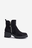 Eco-Suede Women's Boots with Openwork Design and Zipper