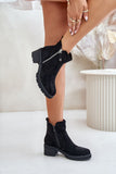Eco-Suede Women's Boots with Openwork Design and Zipper
