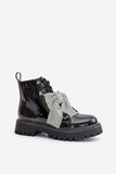 Elegant Flat-Heeled Boots with Zircon Bow Detail