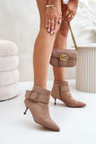 Chic Stiletto Heel Boots with Decorative Buckle Detail