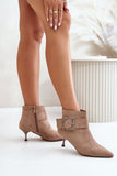 Chic Stiletto Heel Boots with Decorative Buckle Detail