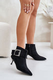 Elegant Stiletto Heel Boots with Decorative Buckle Detail