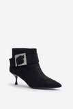 Elegant Stiletto Heel Boots with Decorative Buckle Detail