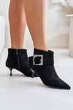 Elegant Stiletto Heel Boots with Decorative Buckle Detail