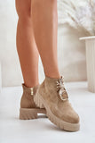 Elegant Suede Half Shoes with Gold Accent and Zipper Closure